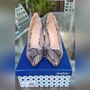 Limelight Striped Black and Beige Heels